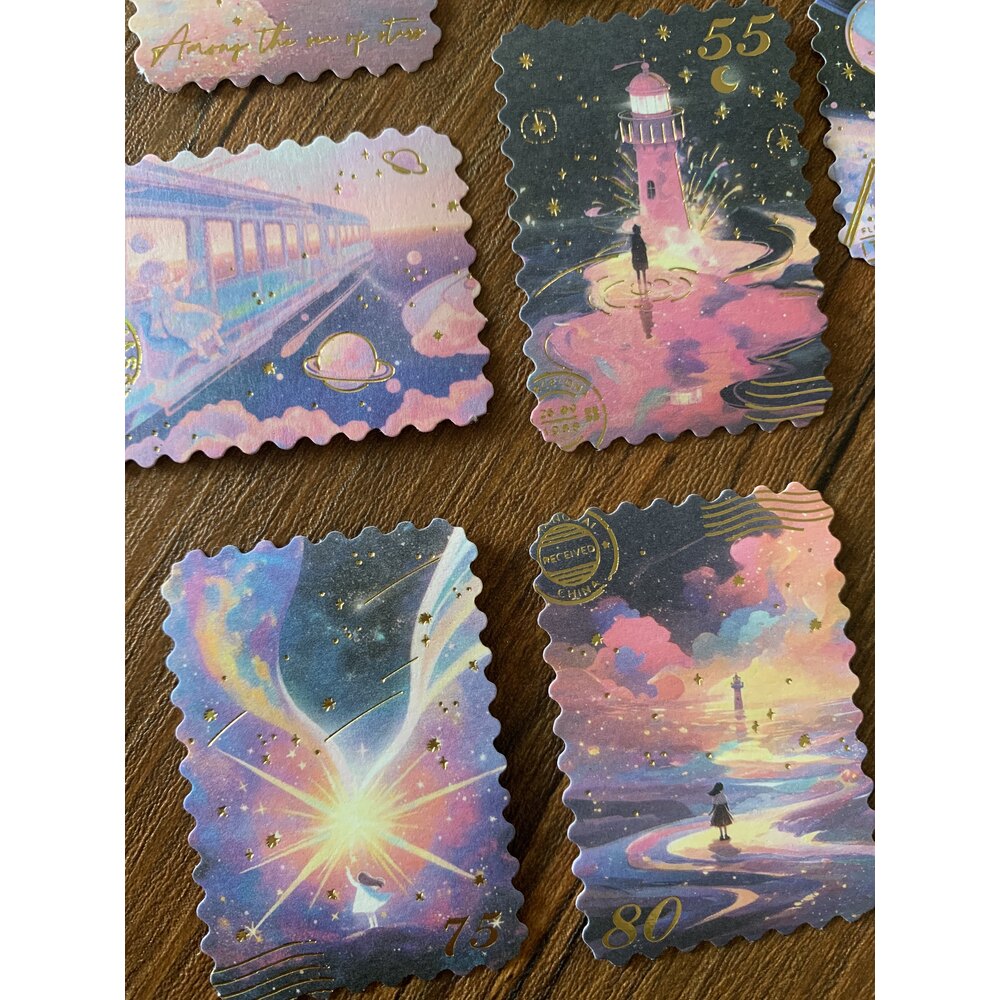 Cosmic Dream Bronzing Stamp Stickers | Bullet Journal Malzemeleri