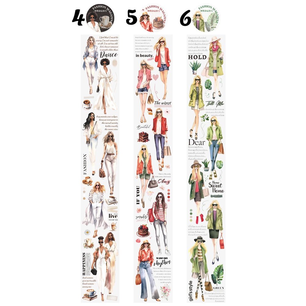 Spring Fashion Girls Pet Bantlar/1 döngü | Bullet Journal Malzemeleri