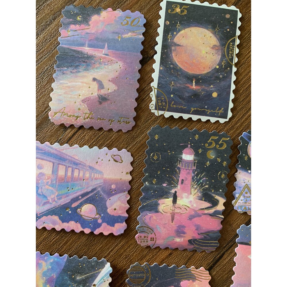 Cosmic Dream Bronzing Stamp Stickers | Bullet Journal Malzemeleri