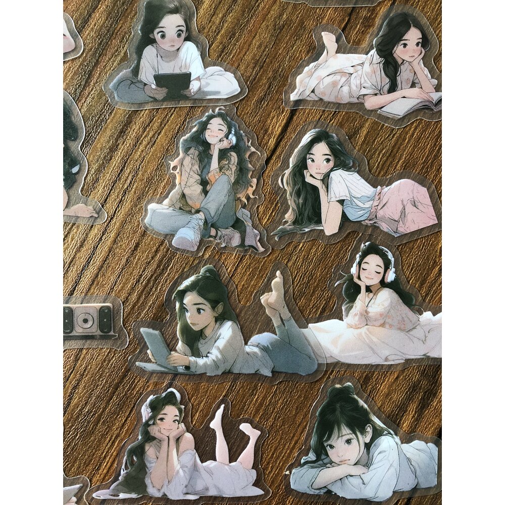 Girls at Home Pet Stickers/Anime Series | Bullet Journal Malzemeleri