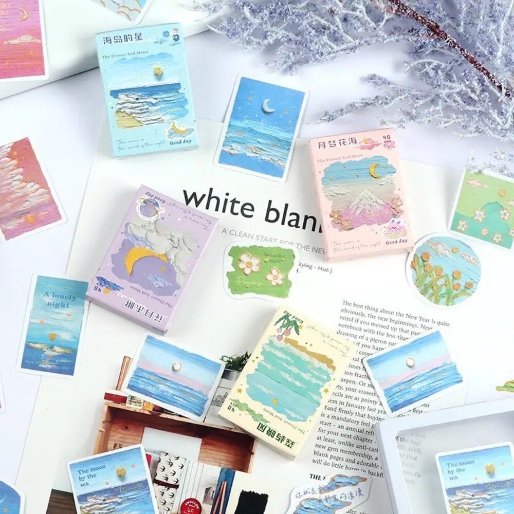 Dream Sky Sticker Box (Yağlıboya görünümlü) | Bullet Journal Malzemeleri