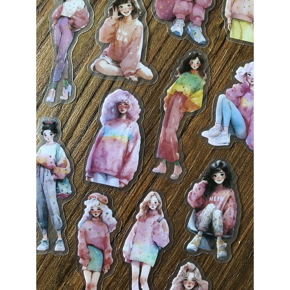 Colourful Girls Pet Sticker Seti/Anime Series | Bullet Journal Malzemeleri