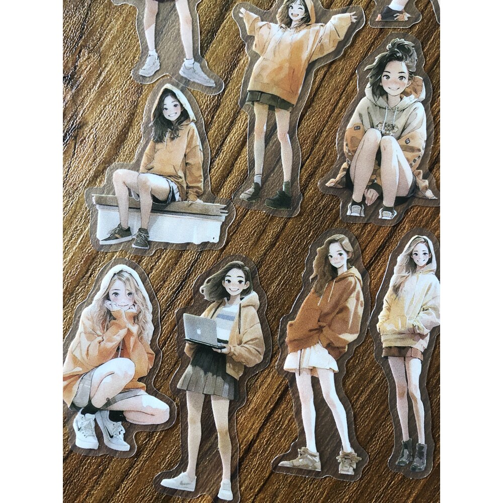 Hoodie Girls Pet Sticker Seti/ Anime Series | Bullet Journal Malzemeleri