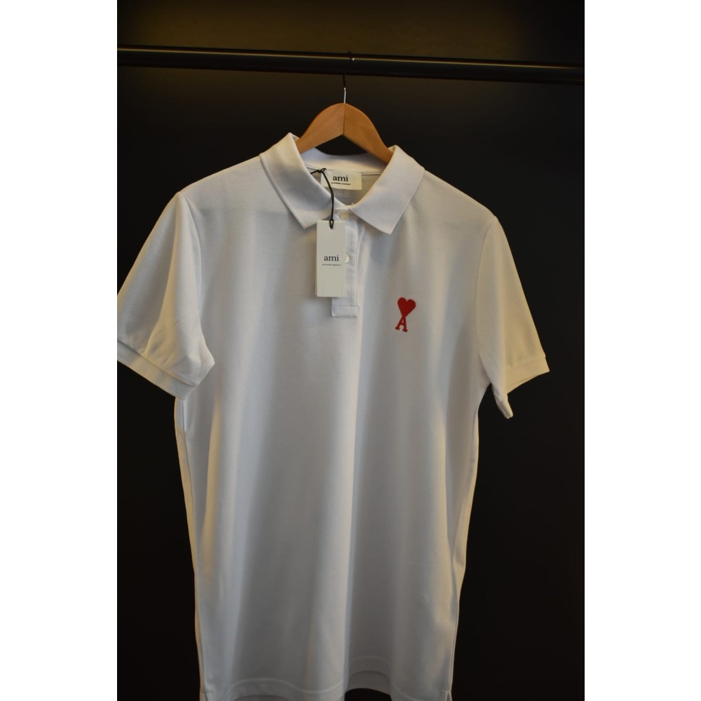 Ami Paris Erkek Beyaz Polo Yaka T-shirt | Classmenwear