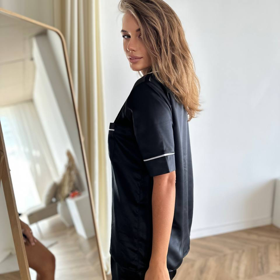 SATEN TAŞ İŞLEMELİ ŞORTLU TAKIM - DIOR | Cozy Luxury Collections