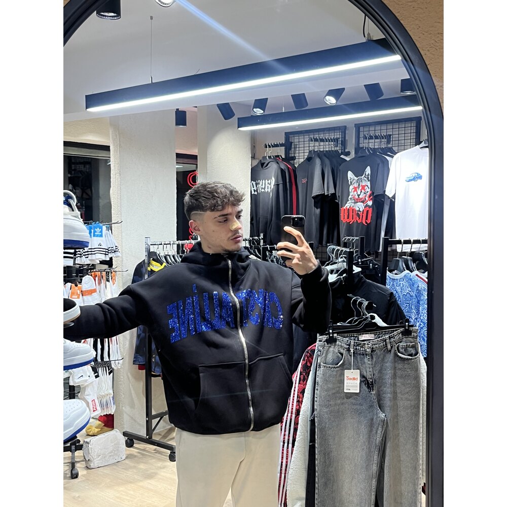 BLUE CRYSTALLİNE ZİP HOODİE