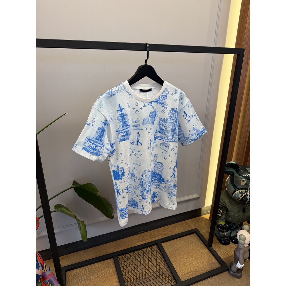 LVU - Tshirt - Printed Cotton - Beyaz Mavi 