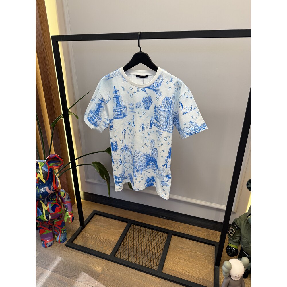 LVU - Tshirt - Printed Cotton - Beyaz Mavi 