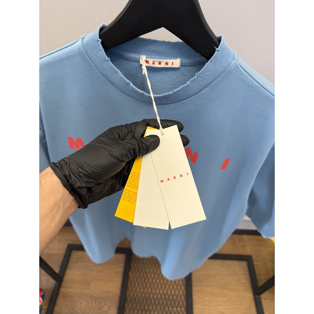 MAR - Tshirt - Chest Print - Mavi Kırmızı 