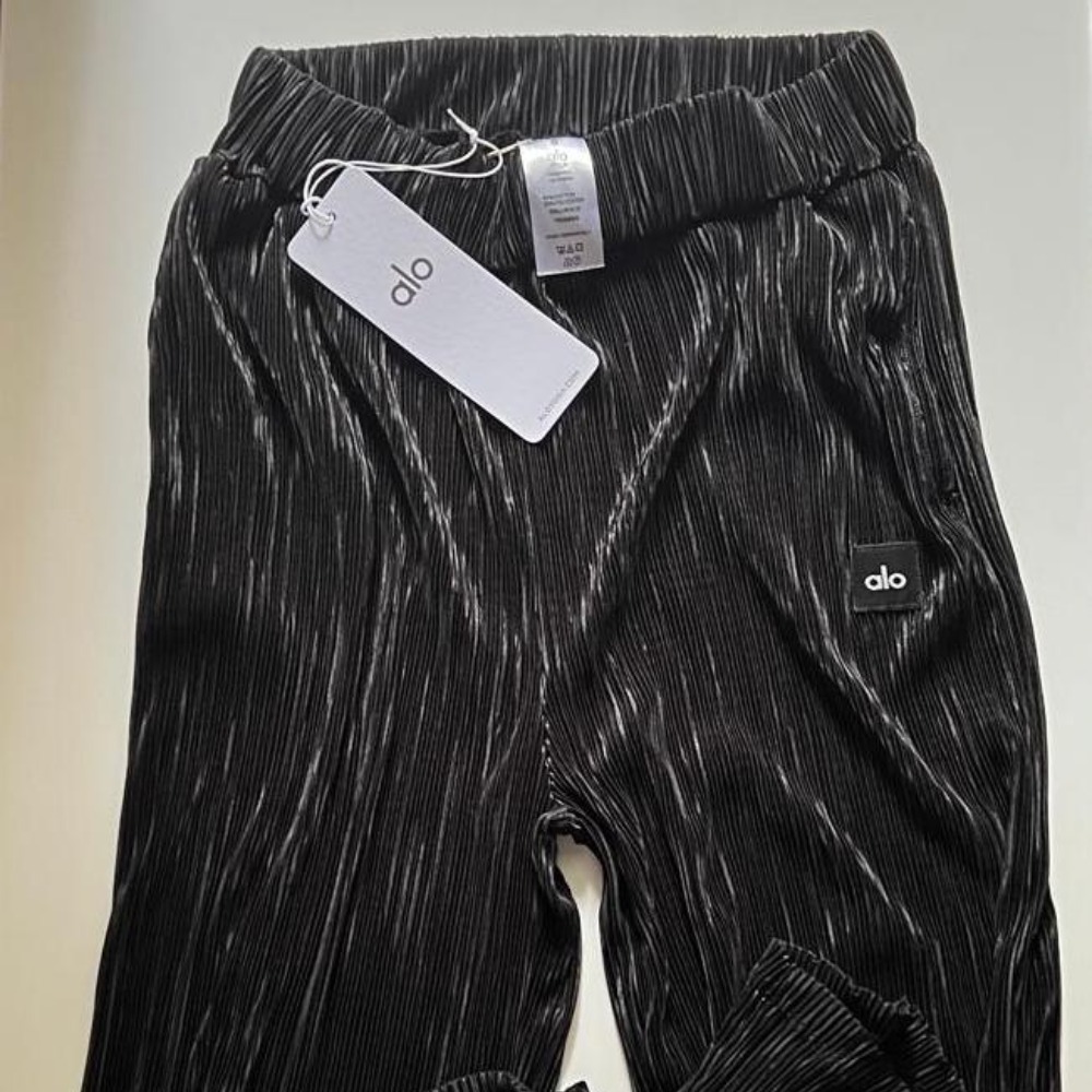 Alo Yoga Micro Plisse Bol Paça Pantolon Siyah | EASTFRANCE
