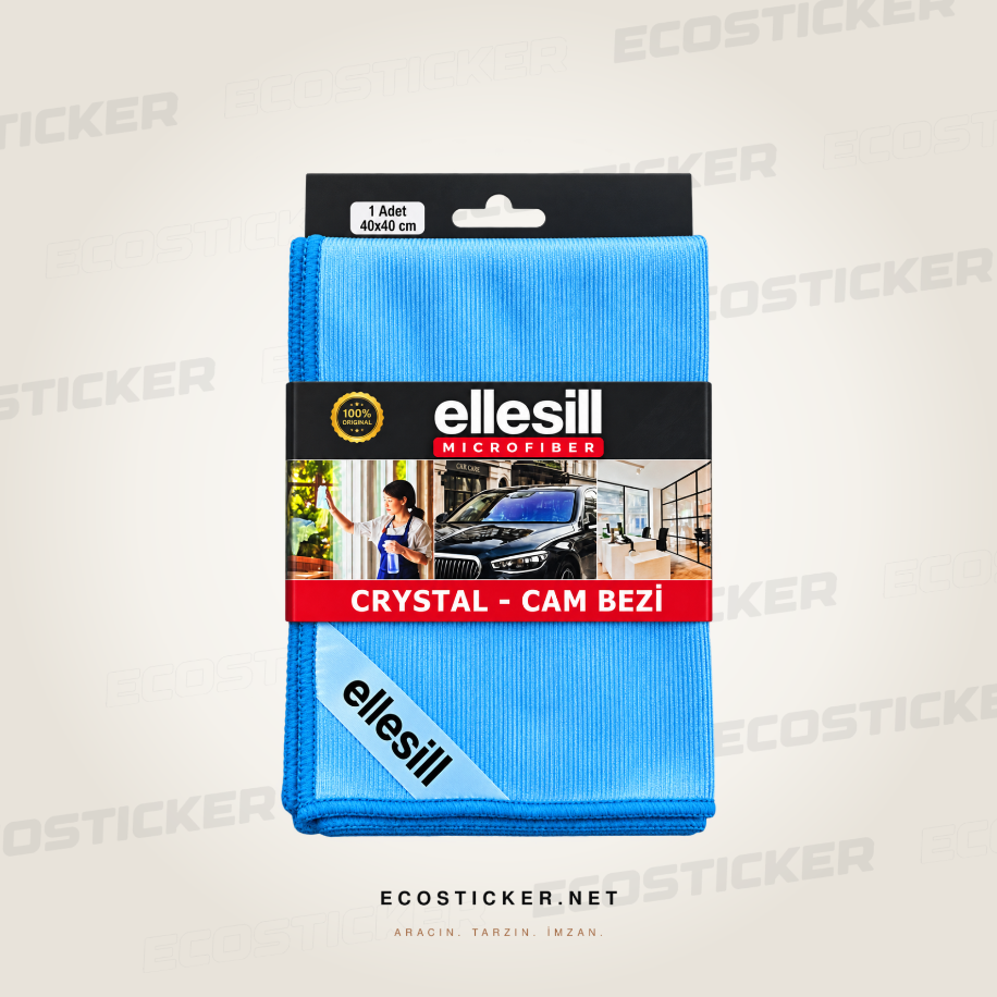 Ellesill Crystal Mikrofiber Cam Bezi 40x40 cm – İz Bırakmayan Cam ve Ayna Bezi ürün görseli 1