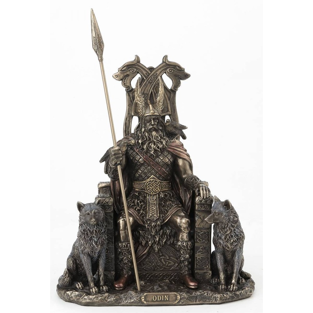 Veronese Kurtlu Odin Taht Heykeli Mitolojik Figür 22cm