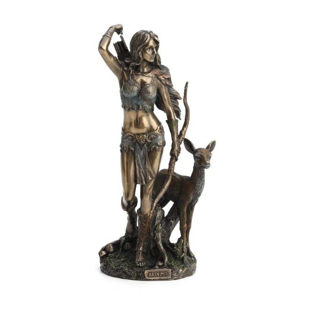  Veronese Bronz Renk Mitolojik Artemis Figürü 25cm