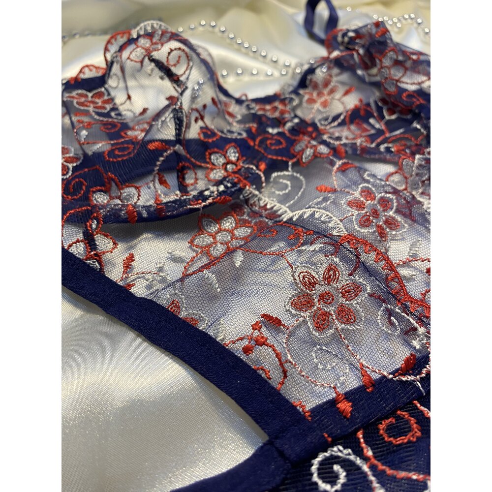 LACİVERT ÇİÇEK DESENLİ BODYSUIT