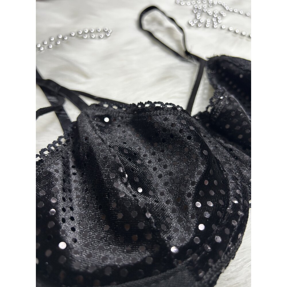 SİYAH PULLU BRALET TAKIM 