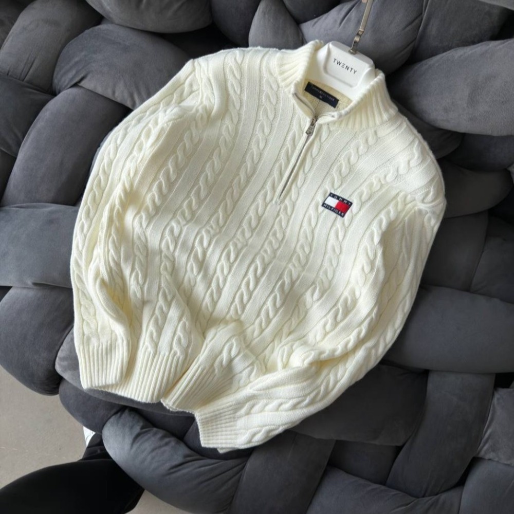 Tommy Hilfiger Yarım Fermuar Triko Premium
