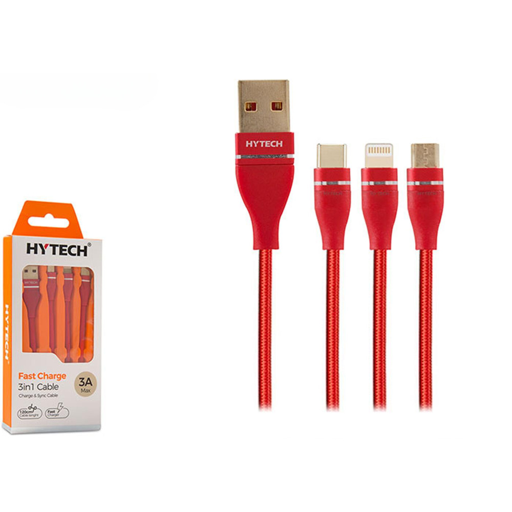 Hytech HY-X505 1.2M 3A MicroUSB+Lightning+TypeC 3