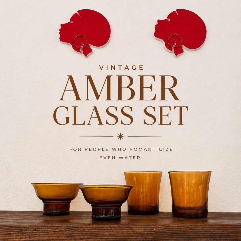 Vintage amber glass set | Eskiden