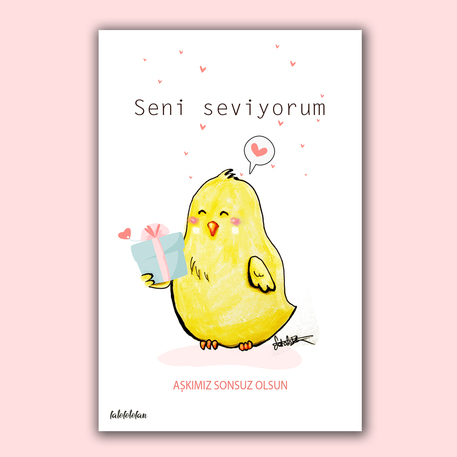 Aşık kuş /motto kart / kartpostal