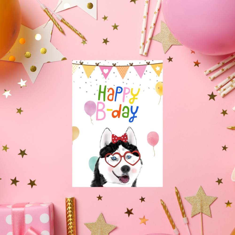 Şirin Köpekli Doğum Günü Tebrik Kartı - ingilizce