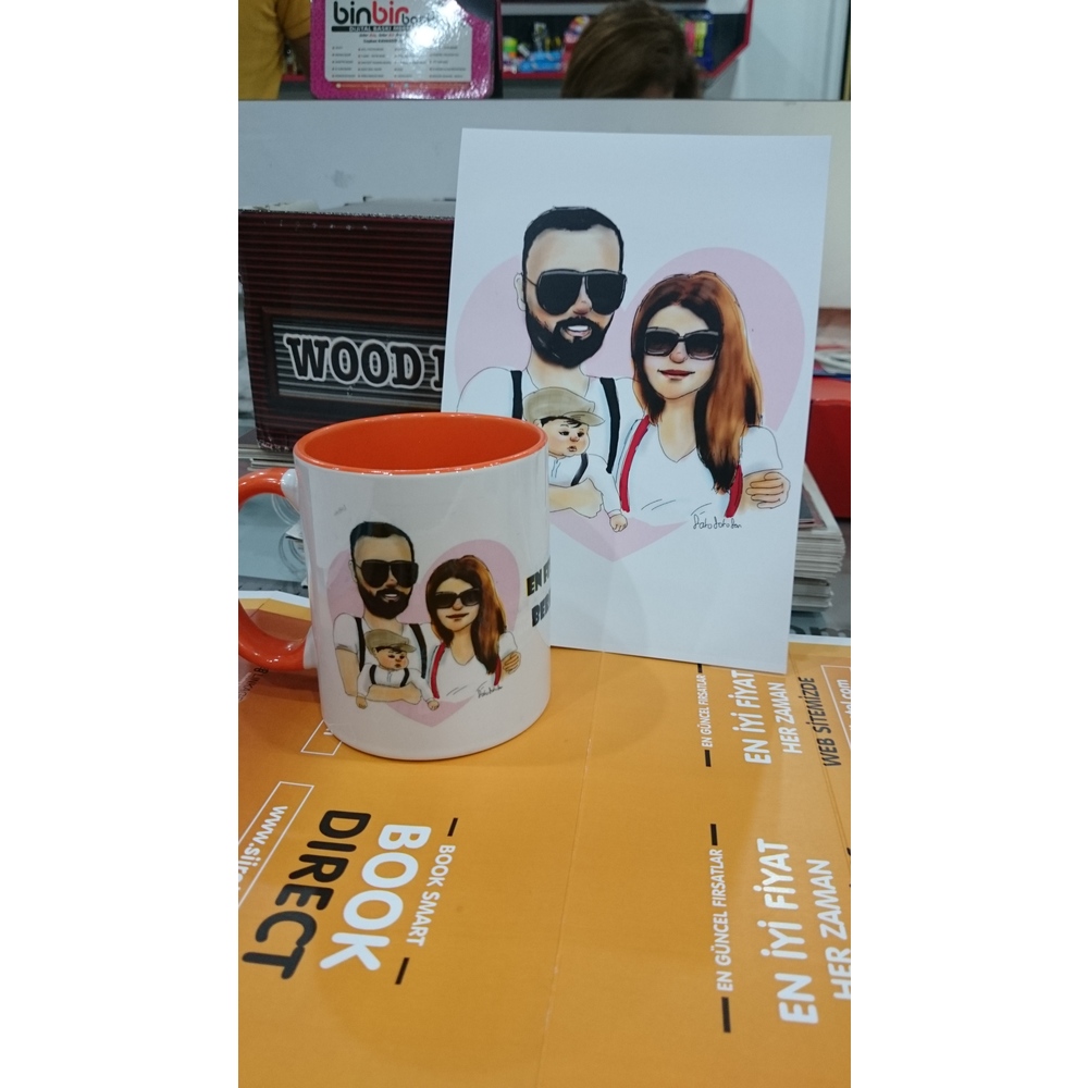 Kişiye özel Chibi çizimli Babalar Günü Hediye Seti 2'li