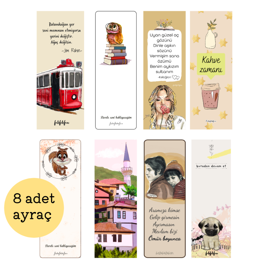 8li Kitap Ayracı Ortaya Karışık