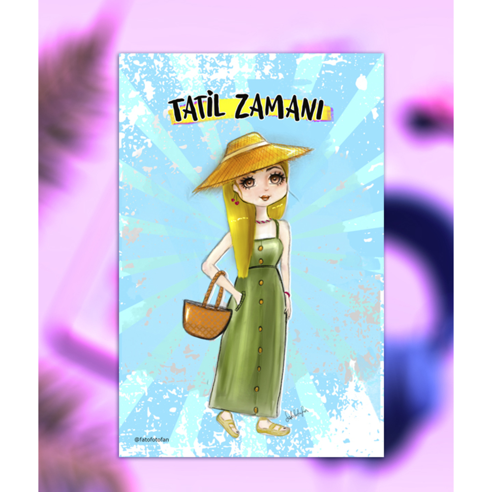 Tatilci Kız Motto Kart
