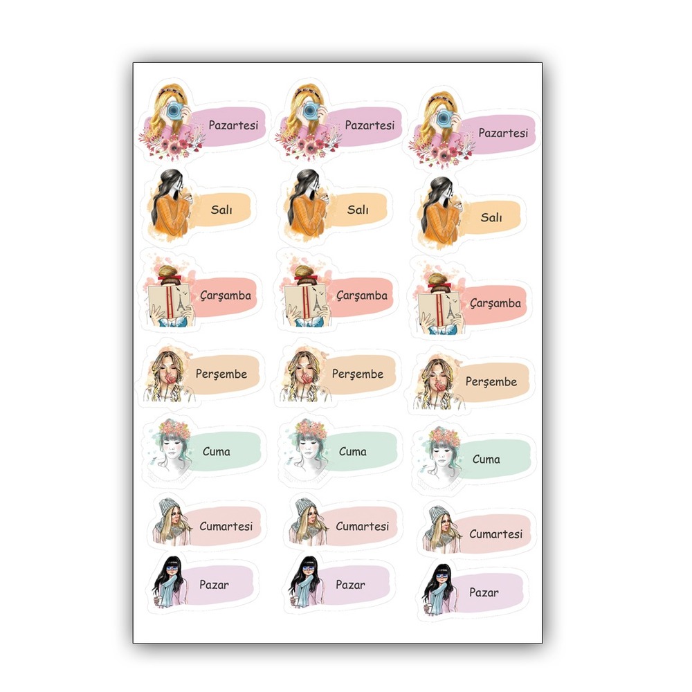 Haftanın Günleri Sticker,Planlayıcı Sticker,Ajanda Sticker