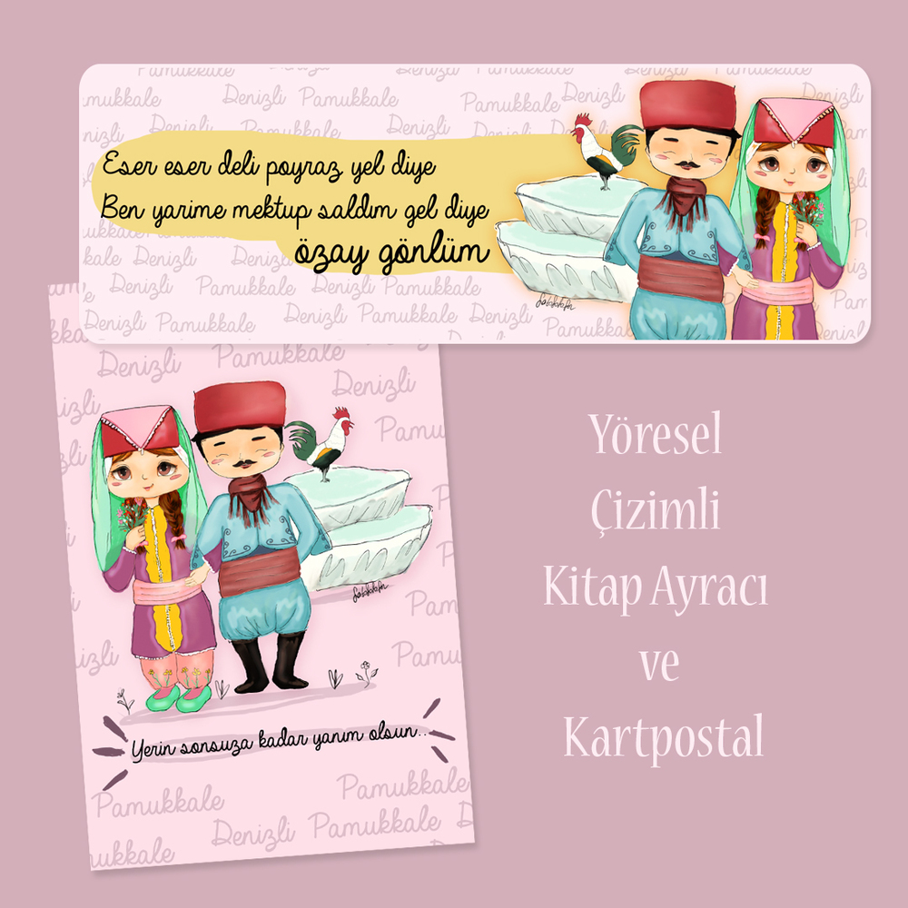 Denizli Kartpostal + Kitap Ayracı 