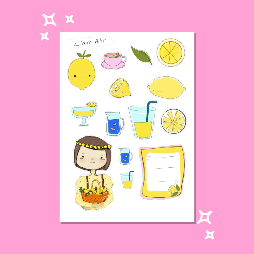 Limon Ailesi Sticker Set 14 adet Çıkartma