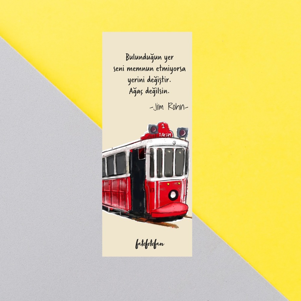  Tramvay Temalı Mottolu Ayraç,Kitap Ayracı,Vintage