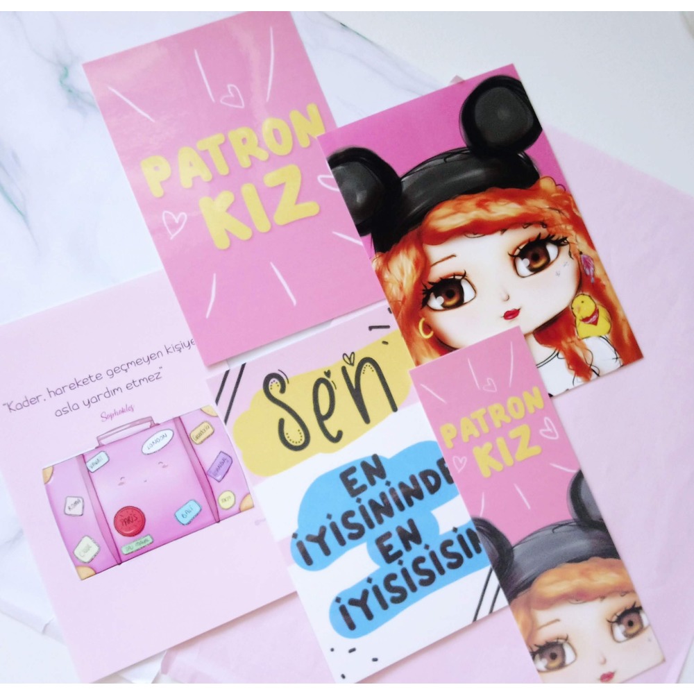 Patron Kız Seti,Patron kız,Girl Boss,Motivasyon,Motto Kart