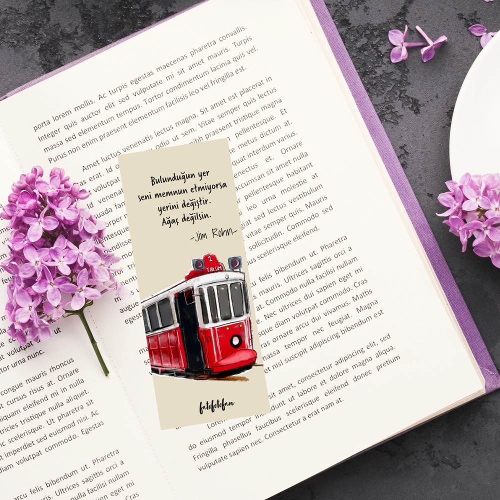  Tramvay Temalı Mottolu Ayraç,Kitap Ayracı,Vintage