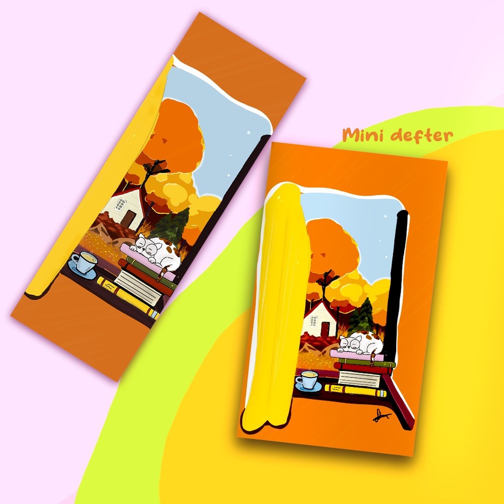  Kahvenin Büyüsü Çizimli 2'li Set Kitap Ayracı,Mini Defter