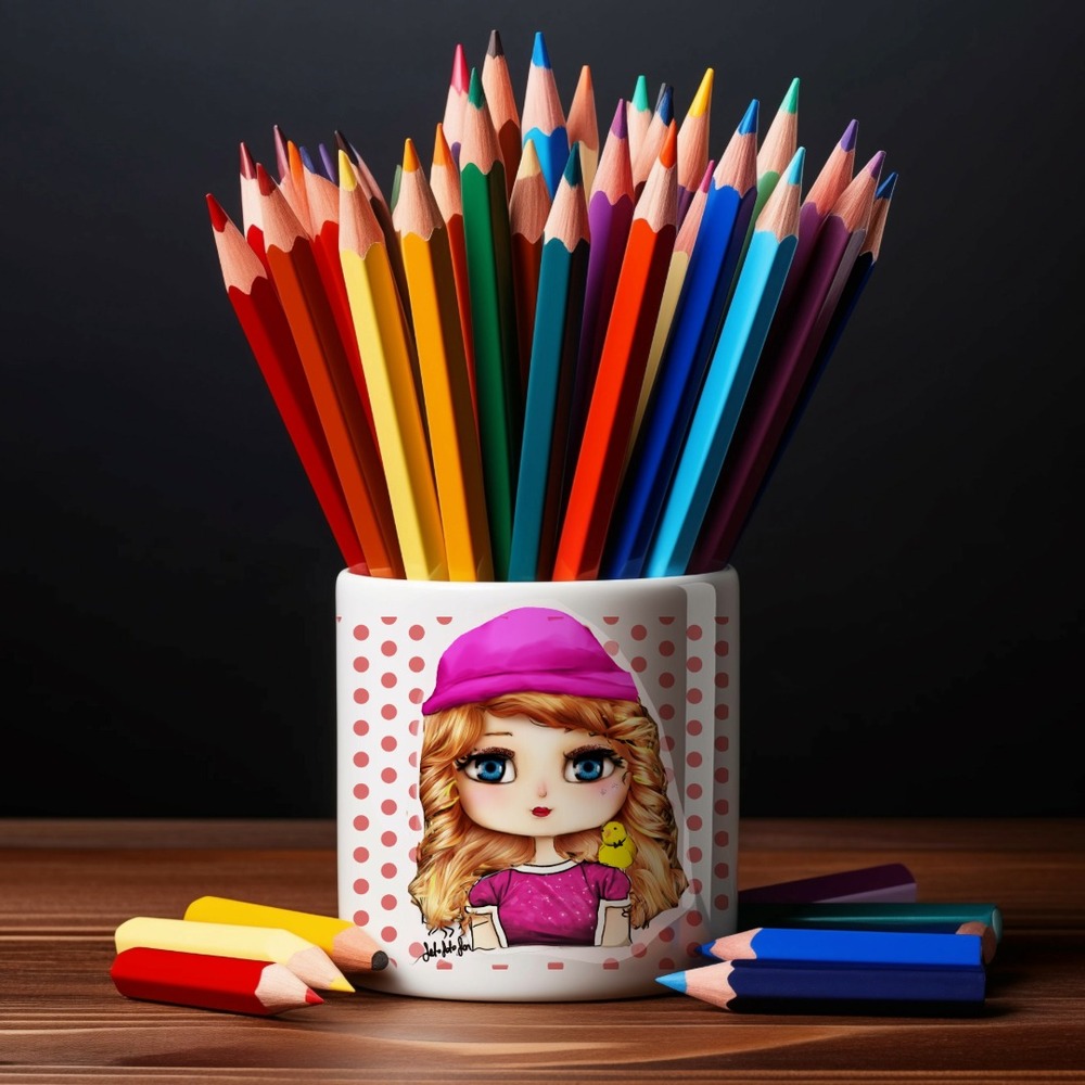 Pembe Şapkalı Miki Kız Kupa Kalemlik
