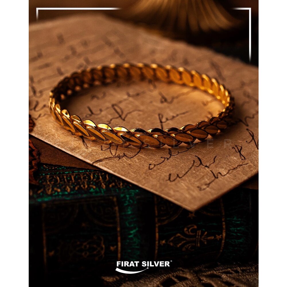 925 tam ayar gümüş geleneksel başak bilezik (gold)