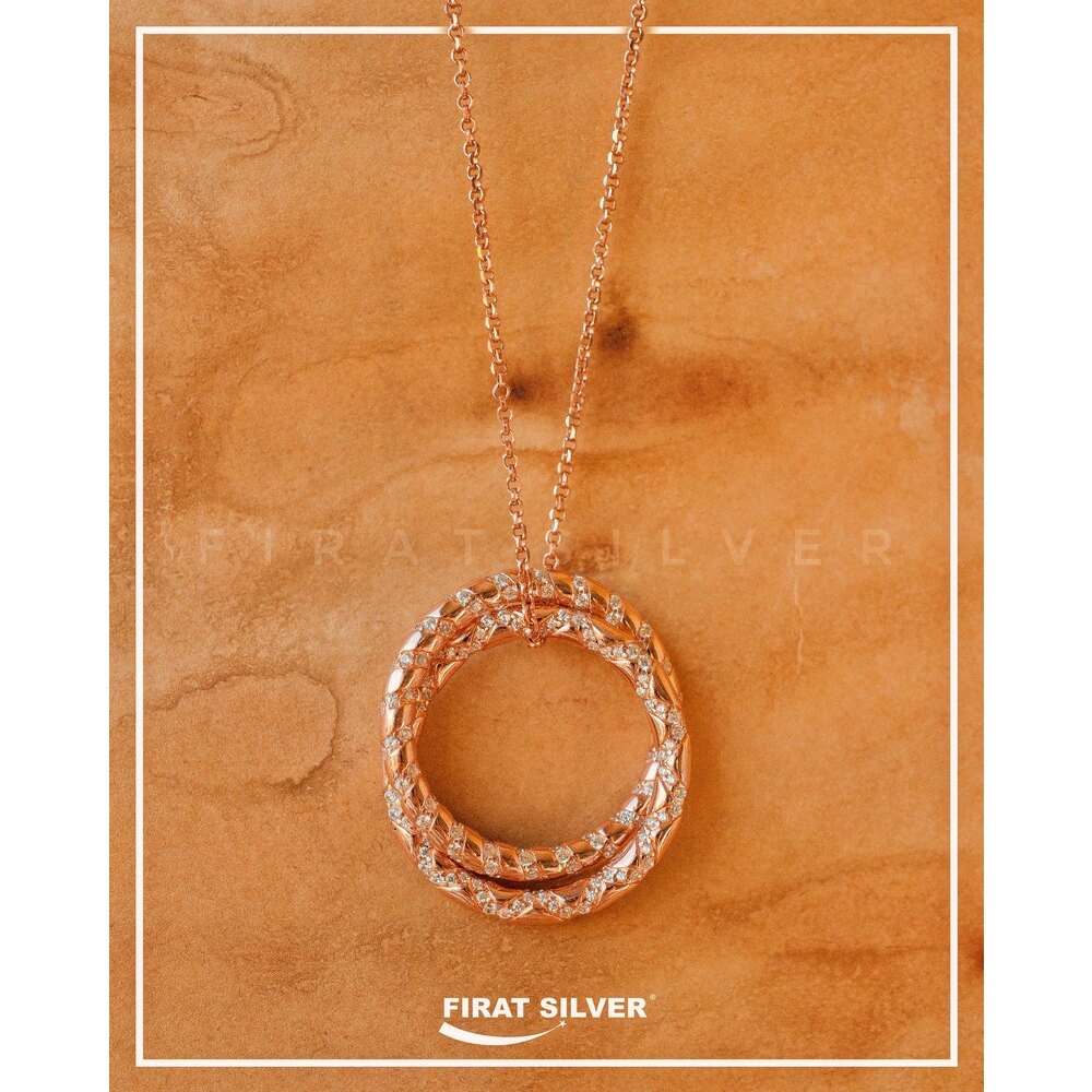 Gümüş Özel Tasarım Asansörlü Kolye (Rose)