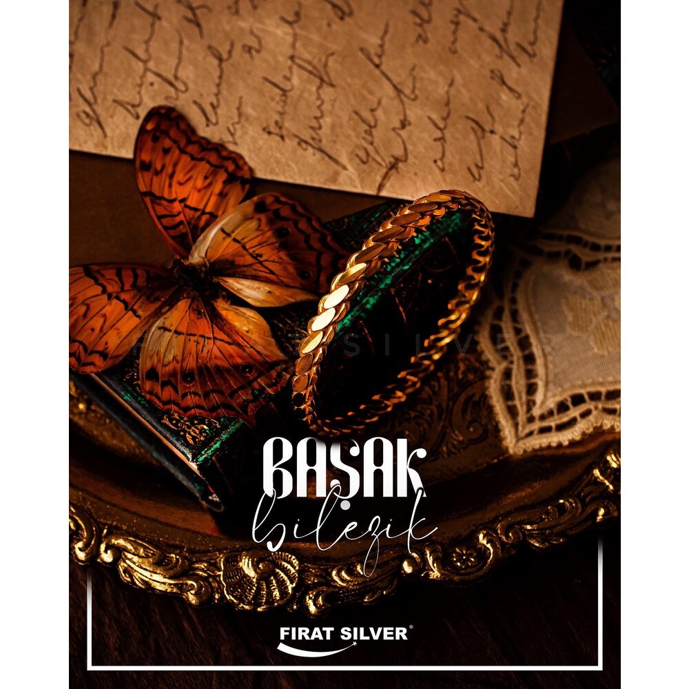 925 tam ayar gümüş geleneksel başak bilezik (gold)