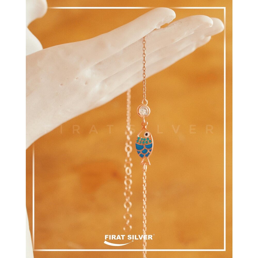 Gümüş Balık Motif Halhal (Rose)