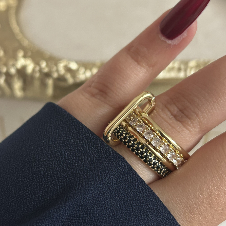 Glints Vip Gold Siyah Spiralli Yüzük | VİP | Glint.Co Accessory