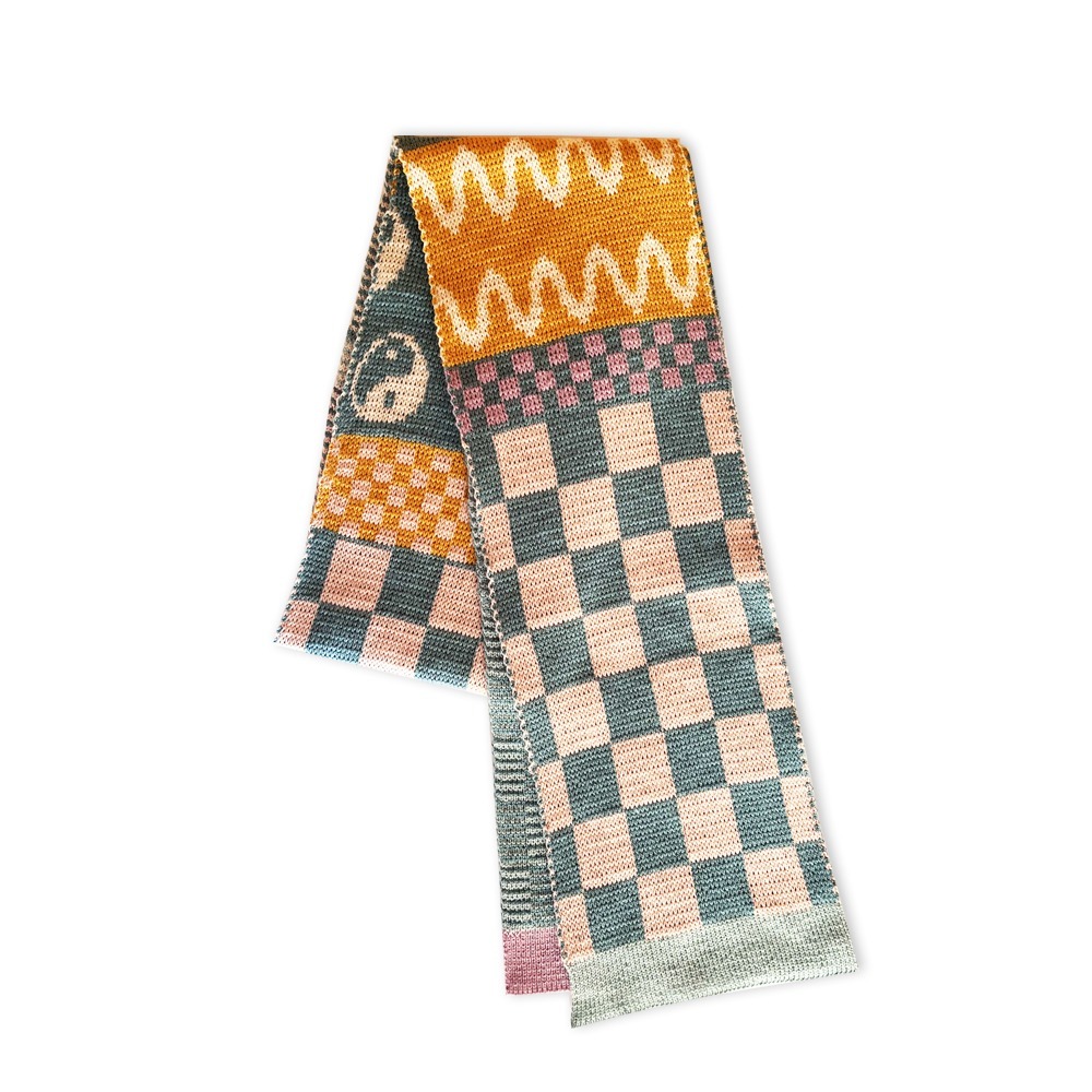 Checkerboard 'patchwork blue' atkı