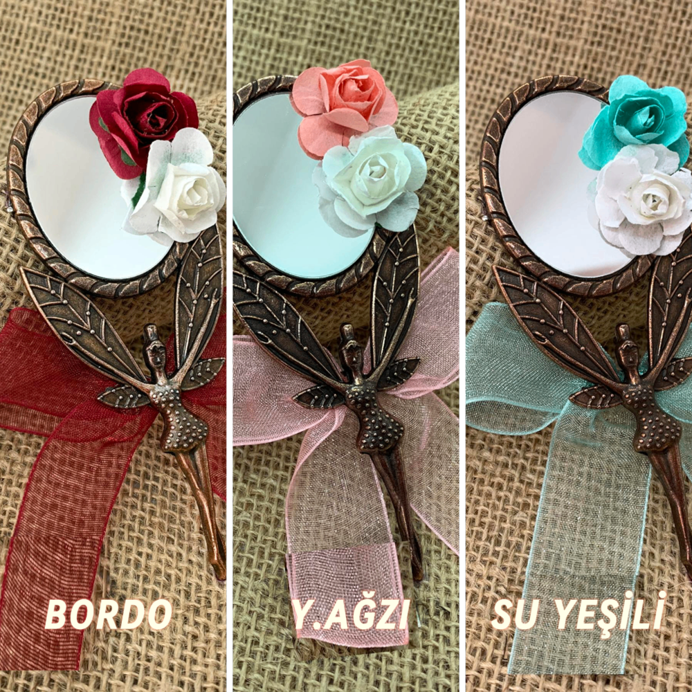 25 AD Su Perisi Melek Ayna (fiyonklu çiçekli)Söz Kina Nikah Şekeri Bebek Şekeri Hediyelik 