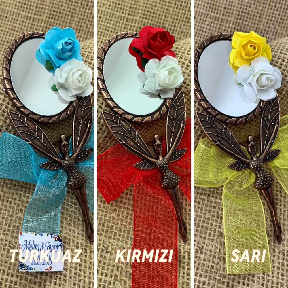 25 AD Su Perisi Melek Ayna (fiyonklu çiçekli)Söz Kina Nikah Şekeri Bebek Şekeri Hediyelik 