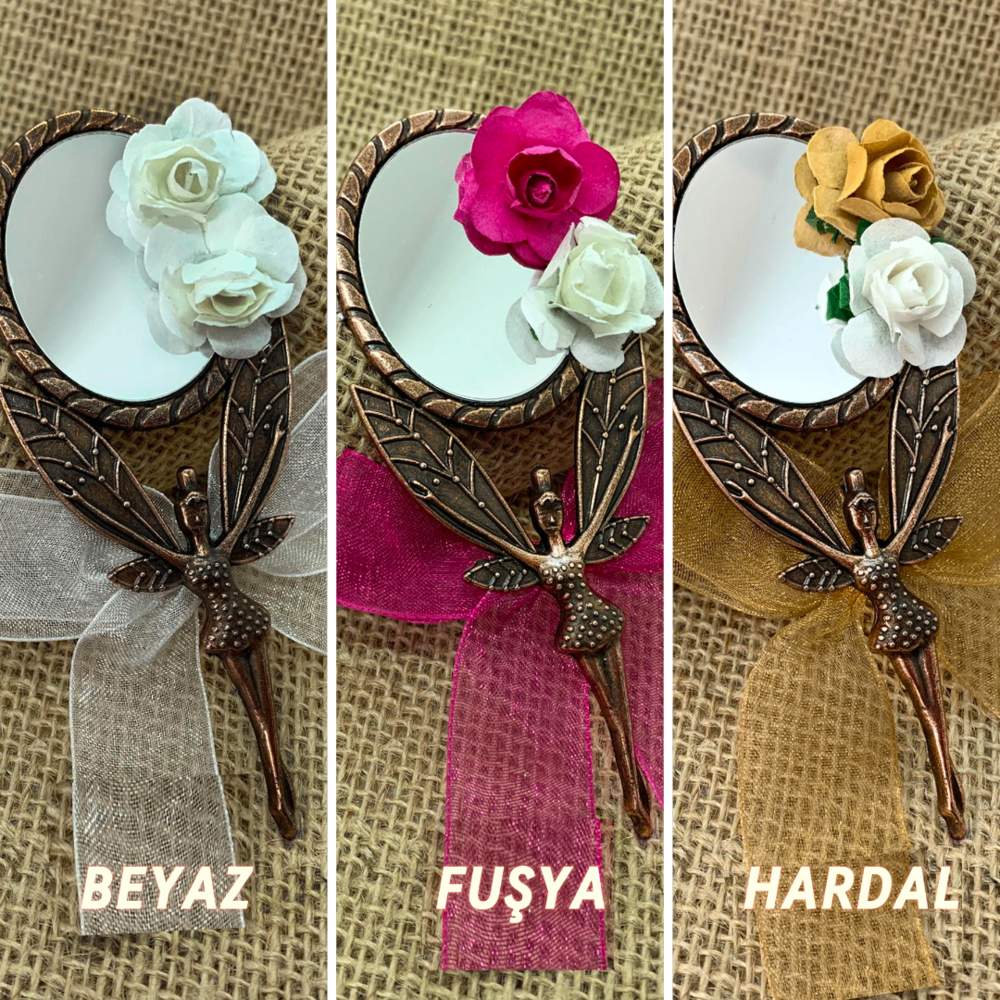 25 AD Su Perisi Melek Ayna (fiyonklu çiçekli)Söz Kina Nikah Şekeri Bebek Şekeri Hediyelik 
