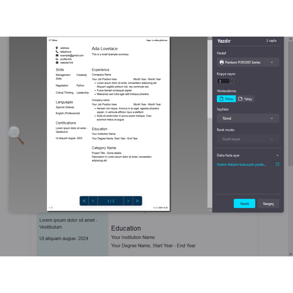 CV Editor