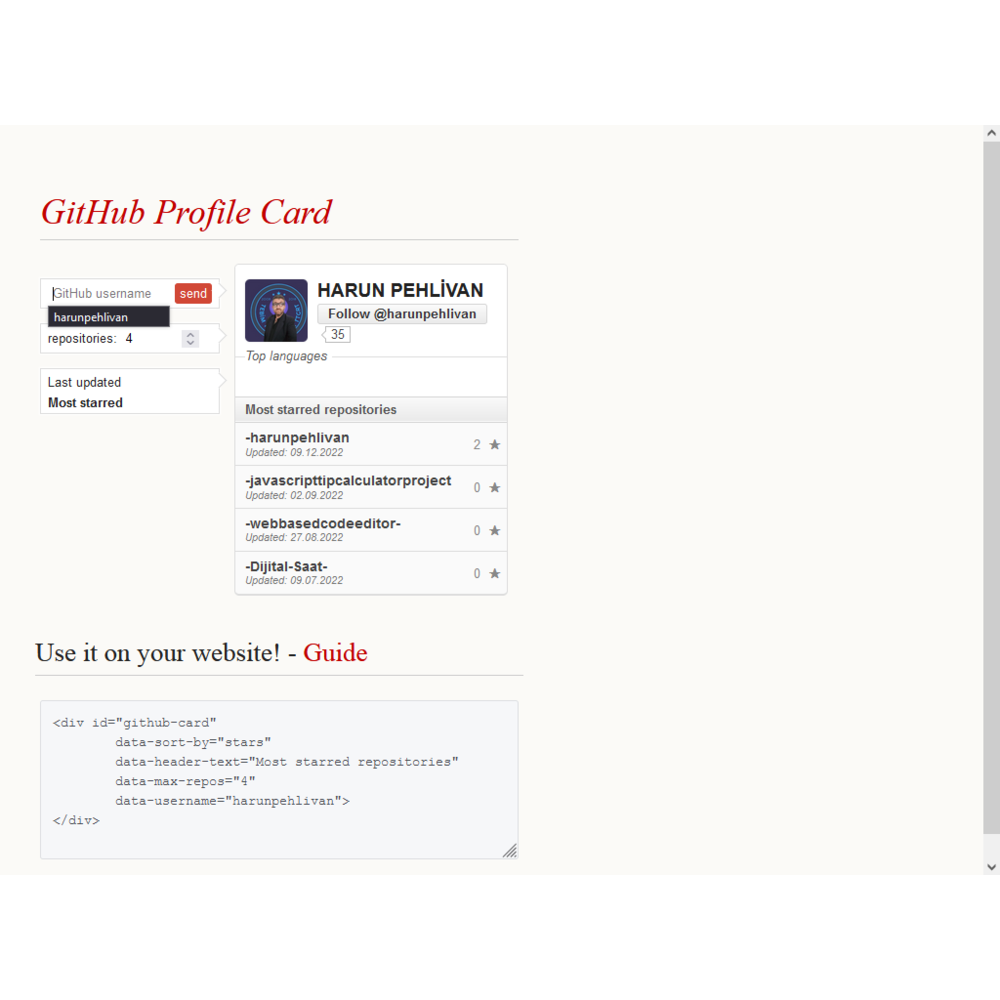  GitHub Profile Card 