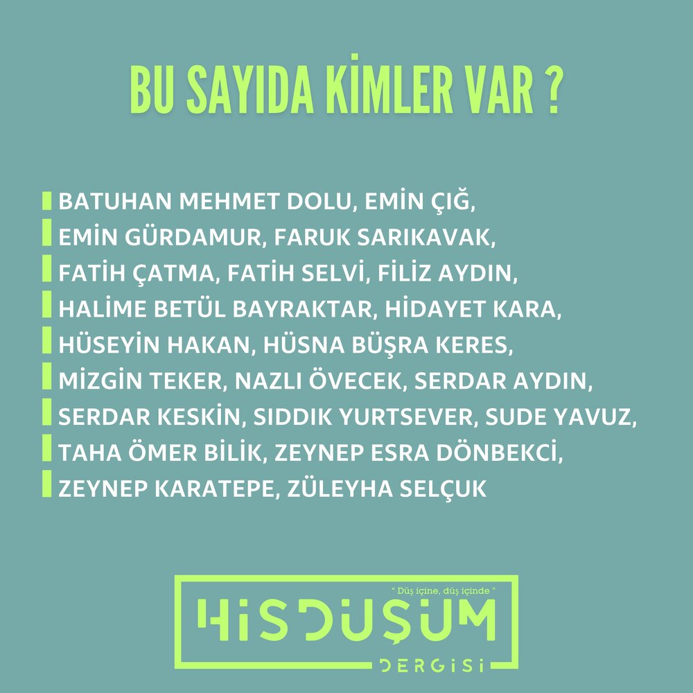 Hisdüşüm Dergisi 20. Sayı (Dijital Format) (Kargo Ücreti Yok)