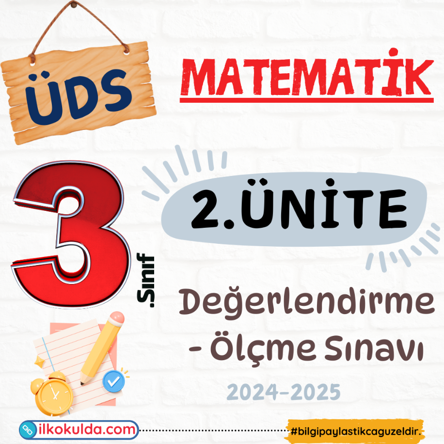 3. Sınıf Matematik 02. Ünite Kazanım-Süreç Değerlendirme Sınavı (ÜDS)