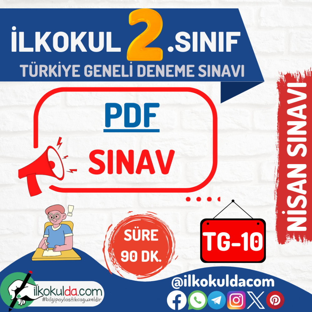 2. Sınıf Nisan Ayı PDF Türkiye Geneli Deneme Sınavı (TG-10)