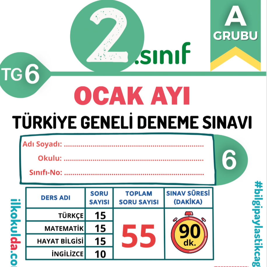 2. Sınıf Ocak Ayı Türkiye Geneli Deneme Sınavı (TG-6)